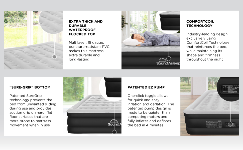 SoundAsleep Dream Series Air Mattress with ComfortCoil Technology & Internal High Capacity Pump