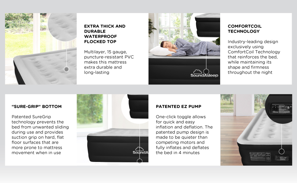 SoundAsleep Dream Series Air Mattress with ComfortCoil Technology & Internal High Capacity Pump