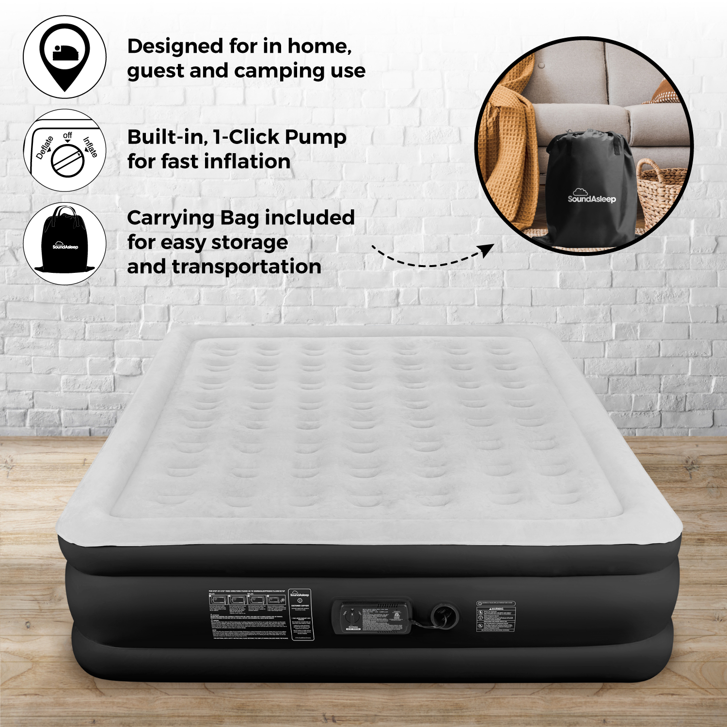 SoundAsleep Dream Series Air Mattress with ComfortCoil Technology & Internal High Capacity Pump