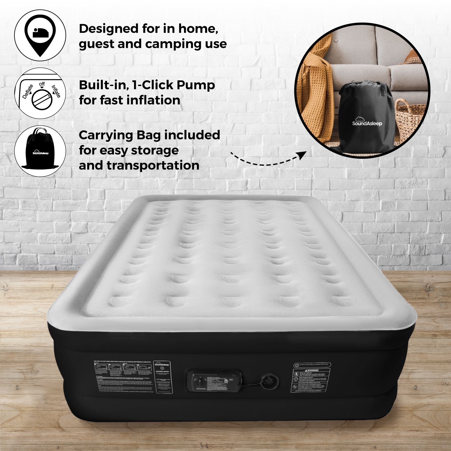 SoundAsleep Dream Series Air Mattress with ComfortCoil Technology & Internal High Capacity Pump
