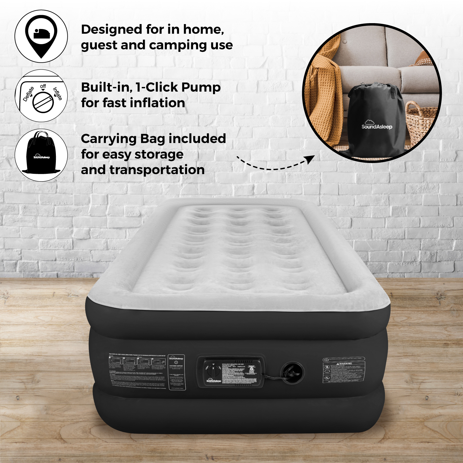 SoundAsleep Dream Series Air Mattress with ComfortCoil Technology & Internal High Capacity Pump