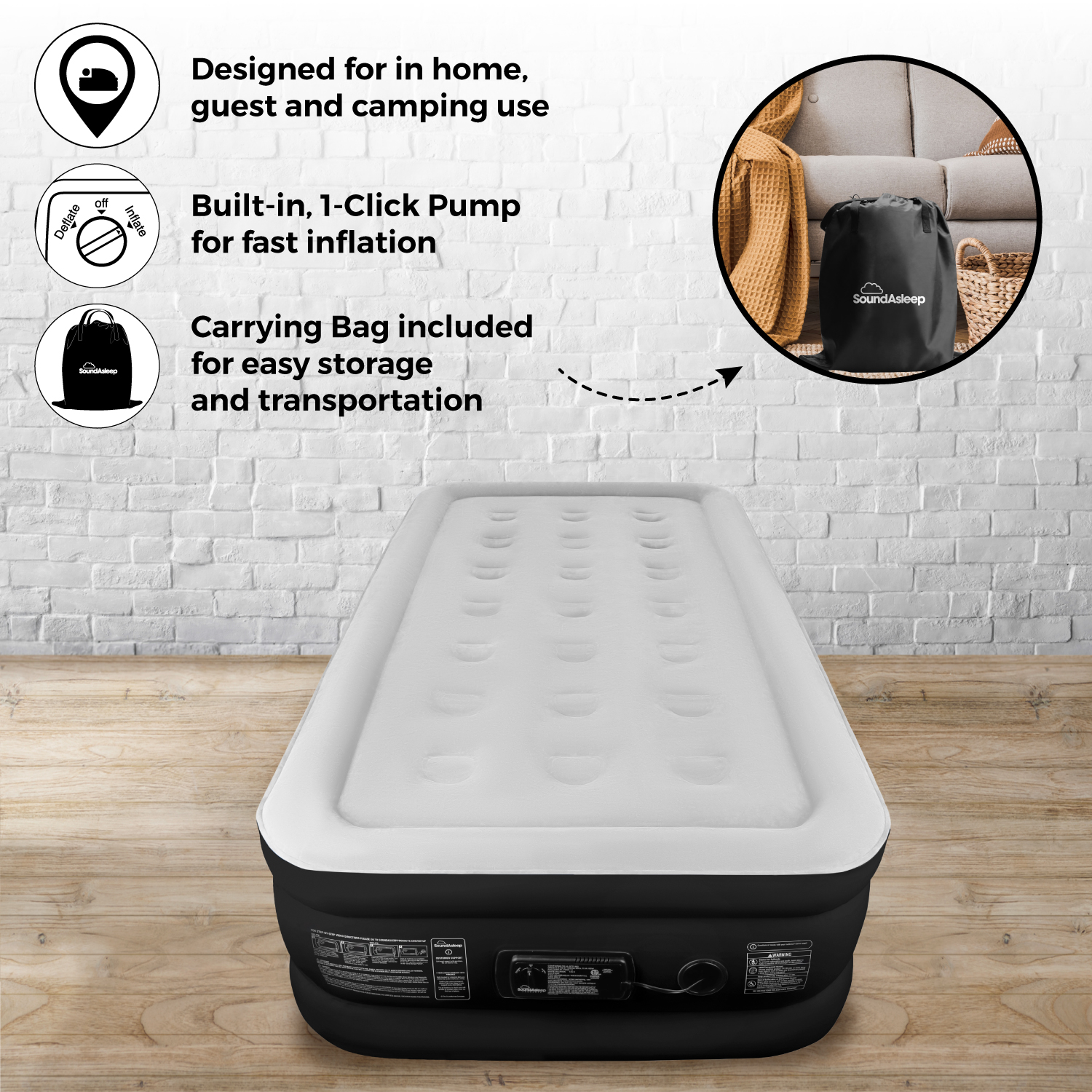 SoundAsleep Dream Series Air Mattress with ComfortCoil Technology & Internal High Capacity Pump
