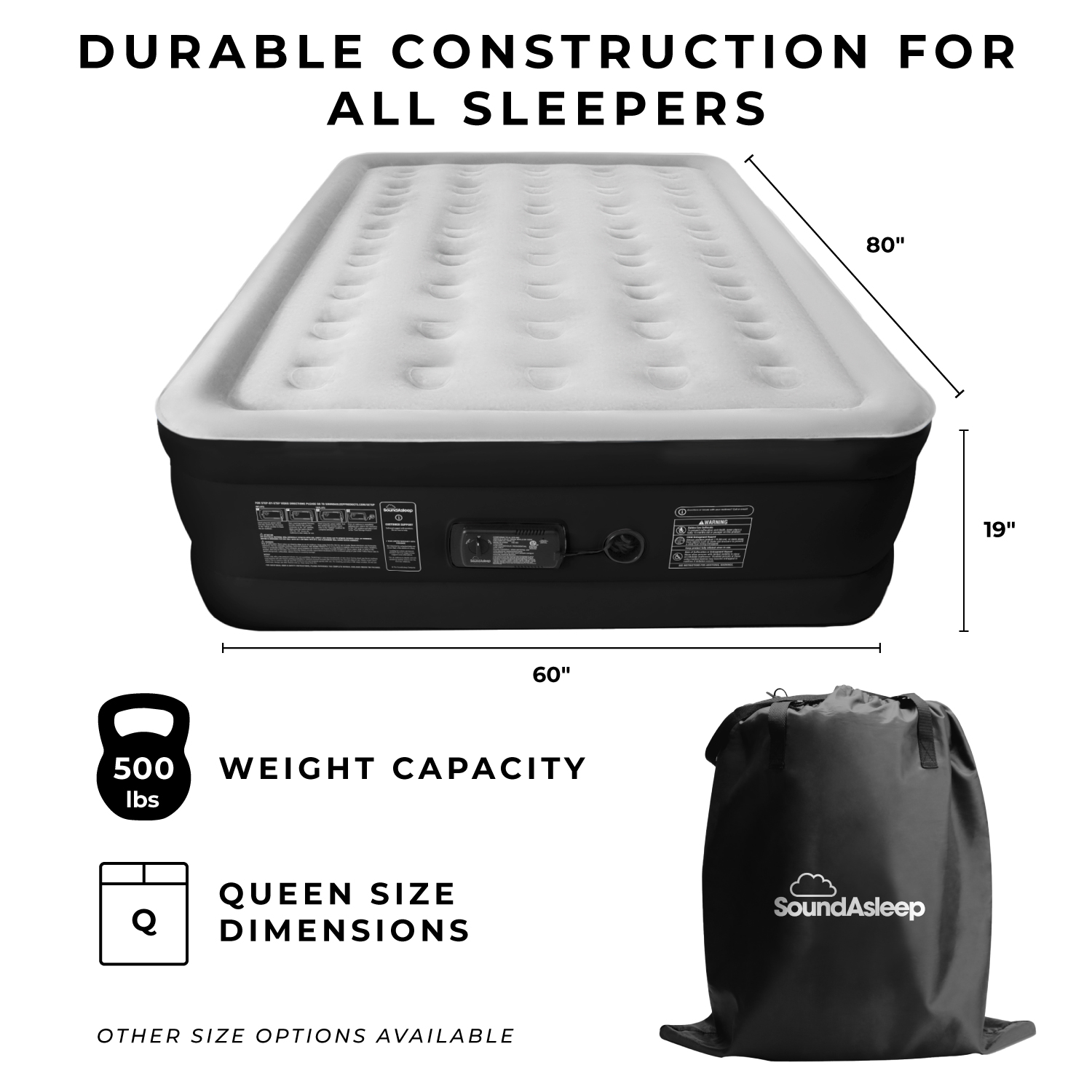 SoundAsleep Dream Series Air Mattress with ComfortCoil Technology & Internal High Capacity Pump