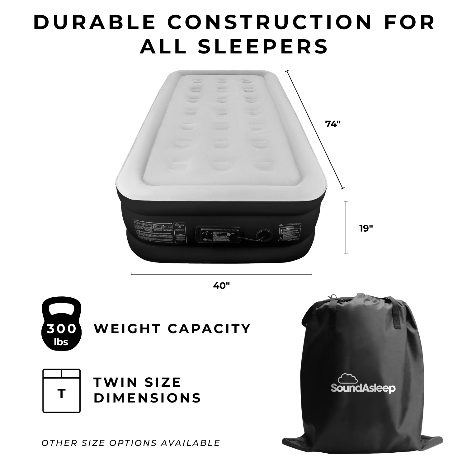 SoundAsleep Dream Series Air Mattress with ComfortCoil Technology & Internal High Capacity Pump