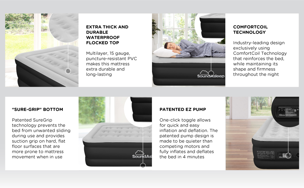 SoundAsleep Dream Series Air Mattress with ComfortCoil Technology & Internal High Capacity Pump