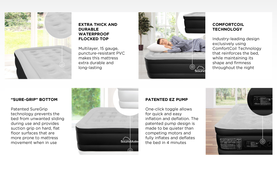 SoundAsleep Dream Series Air Mattress with ComfortCoil Technology & Internal High Capacity Pump